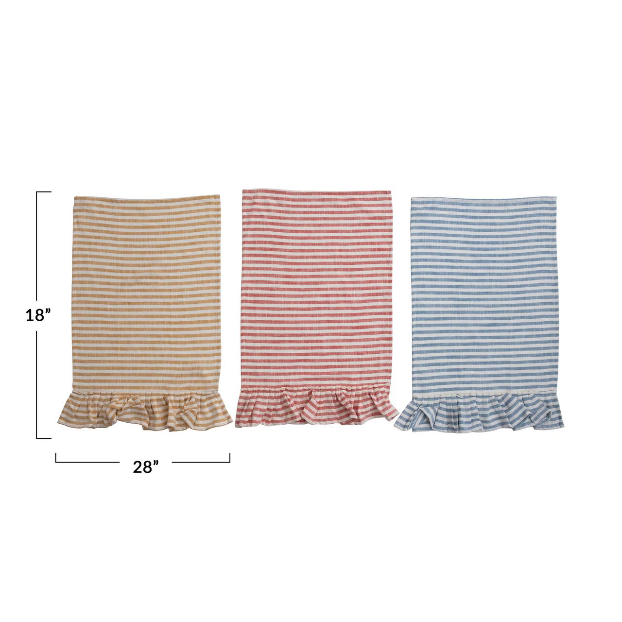 Hello Honey® Striped Cotton Tea Towels with Ruffles Set